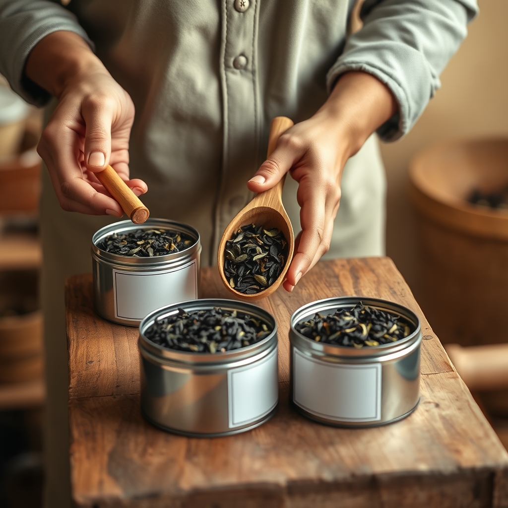 Blending tea by hand